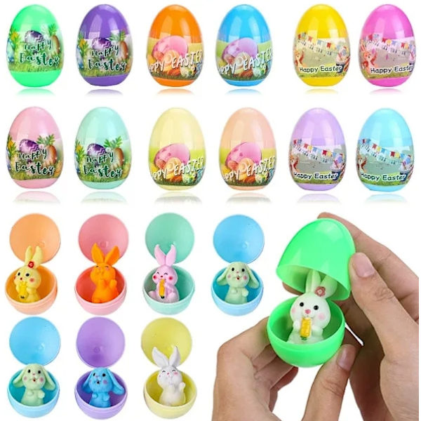 20 Pre-filled Easter Eggs Filled with Squishy Toys for Kids, Easter Eggs to Fill for Easter, for Easter Theme, Party, Hunt, Easter Baskets
