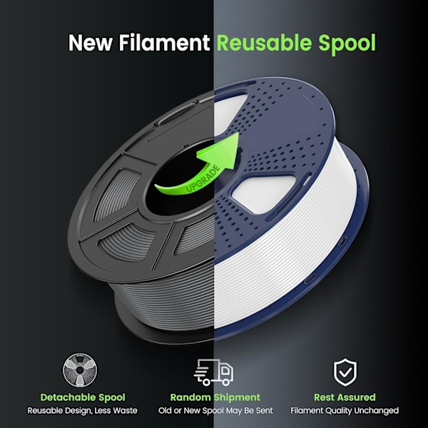 3D Printer Filament PLA Filament 1.75mm, Dimensionel Nøjagtighed +/- 0.02 mm, Velegnet til de fleste FDM 3D-printere, 1kg Spol (2.2lbs), PLA Sort