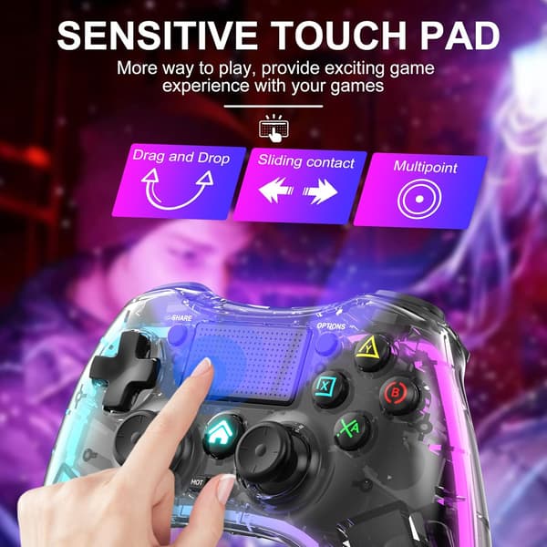 PS4-kontroller med 8 farger justerbar LED-belysning fjernkontroll