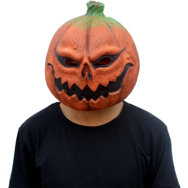 Pumpa Mask Skrämmande Latex Helhuvud Mask Finklänning Fågelskrämma Dekoration Halloween Kostym Party