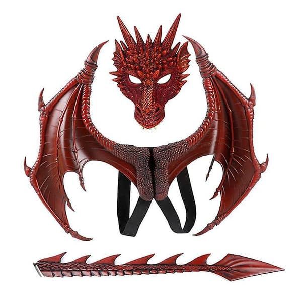 Drakvingar Kostym för Barn, Dinosauriesvans Mask Set, Cosplay_xx Red