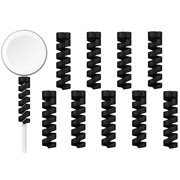 10-pack Spiral Kabelskydd - Laddare Svart black one size
