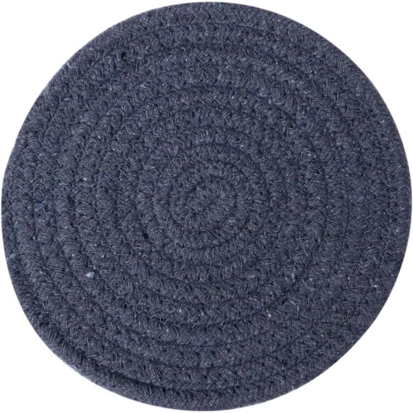 Grått 3-delat set: 100% bomullssnodd flätad underläggsset, 18 cm diameter
