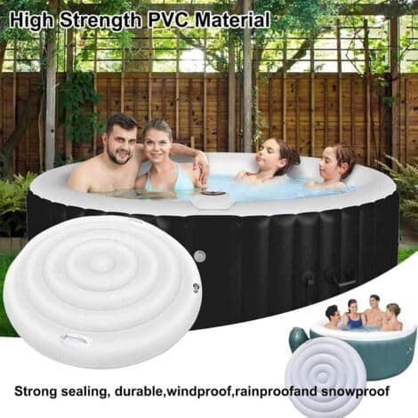 Round Spa Cover 145 cm - Thick and Durable PVC - Weather Resistant - Quick Inflation Valve
