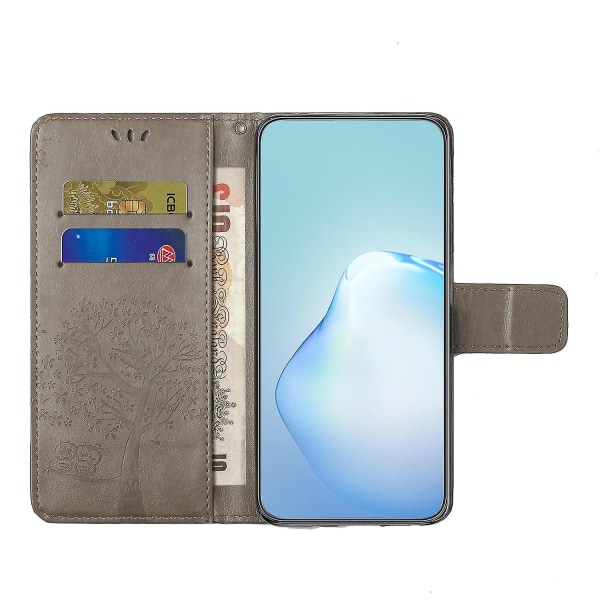 For Honor X6a 4g Owl Tree Tryckt PU-Läder Stativfodral Fullt Skyddande Omslag Grey