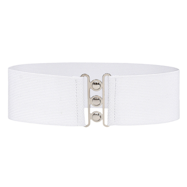 5 cm bred elastisk bælte Strækbar bælte bred talje Vintage stræk White