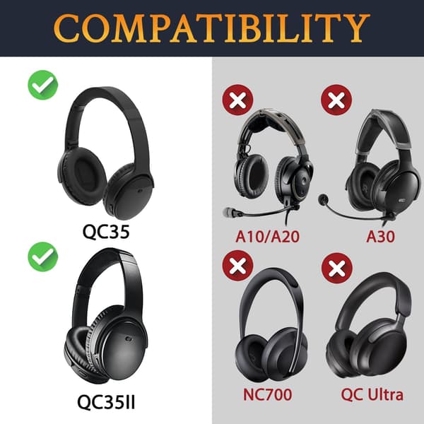 Erstatningsøreputer, kompatible med QuietComfort 35 (QC36) og andre serier av over-ear hodetelefoner, lydabsorberende skum. blue
