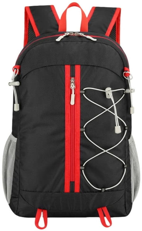 Sammenfoldelig vandrerygsæk - Letvægts udendørs dagstaske til camping, vandreture, rejser - Åndbare mesh-stropper - 31x18x45cm Sort
