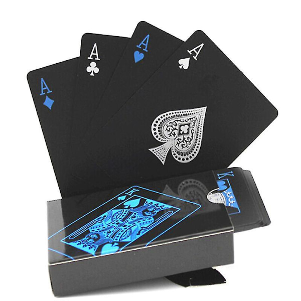 54st vattentät Pvc Pure Black Magic Box-packad Plast Spelkort Set Deck