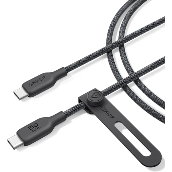 USB-C-kabel, 240W Bio-flätad Typ C Snabbladdningskabel för iPhone 16/16 Pro, MacBook Pro 2020, iPad Pro och mer (USB 2.0, 1,8 m, Phantom Black)