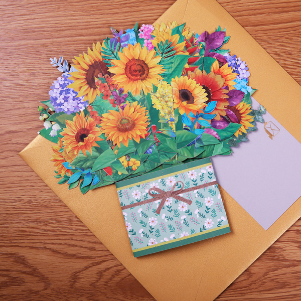 3D äitienpäivän onnittelukorttifestivaali Siunausopas Pöydänkattauskortti Paperiveisto Solro as picture