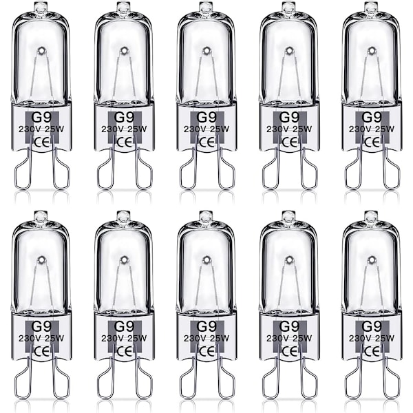 G9 halogenlampor 25W, 230V, 10 Pack 25W