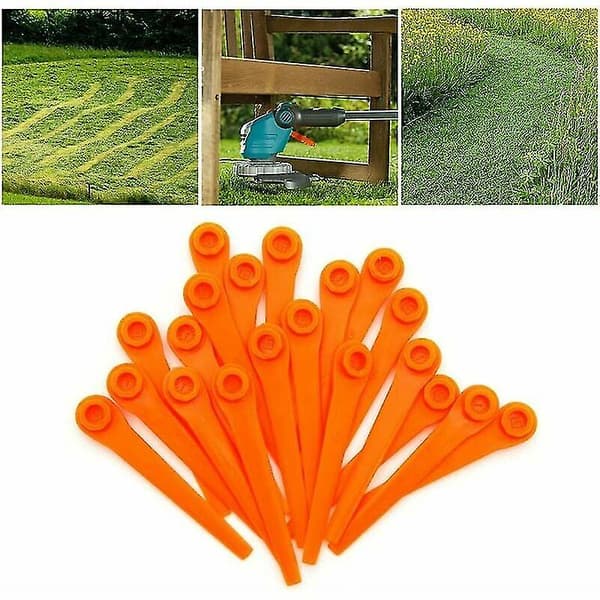 100-pack plastutbytesblad för Gardena 9823 9825 9820 9821 Strimmerblad 70mm Orange