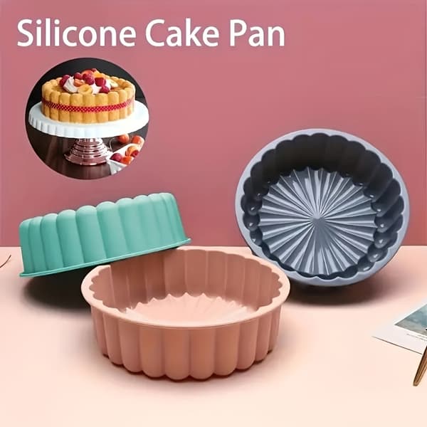 Genanvendelig Non-Stick Solsikke Kageform, Rund Silikonebageform til DIY Kager Morandi Blue