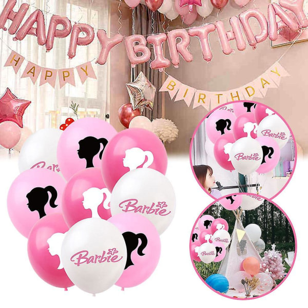 Barbie vaaleanpunaiset lateksiilmapallot Barbie-teemaiset juhlakoristeet tytöille Prinsessa syntymäpäivä vaaleanpunainen 10 kpl