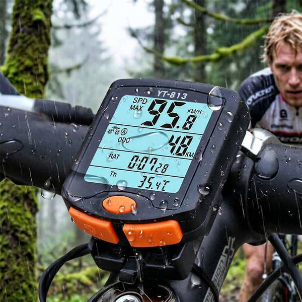 Trådløs cykelcomputer - Vandtæt kilometertæller med baggrundsbelyst display til landevejs- og mountainbikes