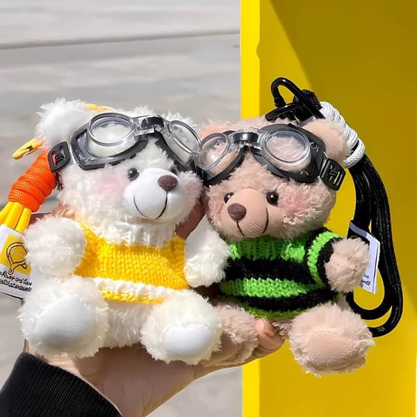 1 st Cartoon Brown Bear Doll Plush Keychain Bag Pendant DIY Accessories A2