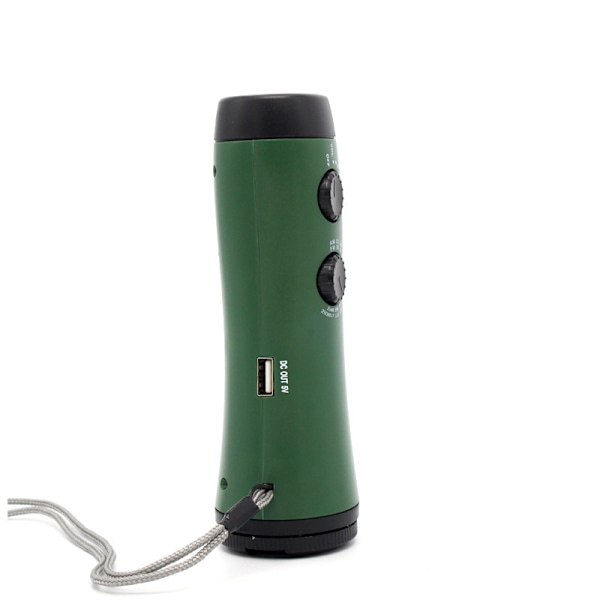 Outdoor Bärbar LED Handvev Ficklampa Nödradio Fackla Telefonladdare Grön