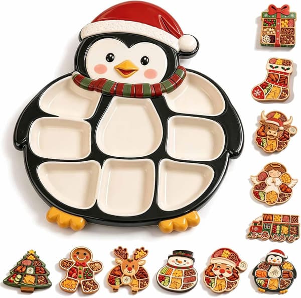 Julesnacks serveringsbakke - Kreativ hjemmekøkken pyntefad til festlige helligdage snowman
