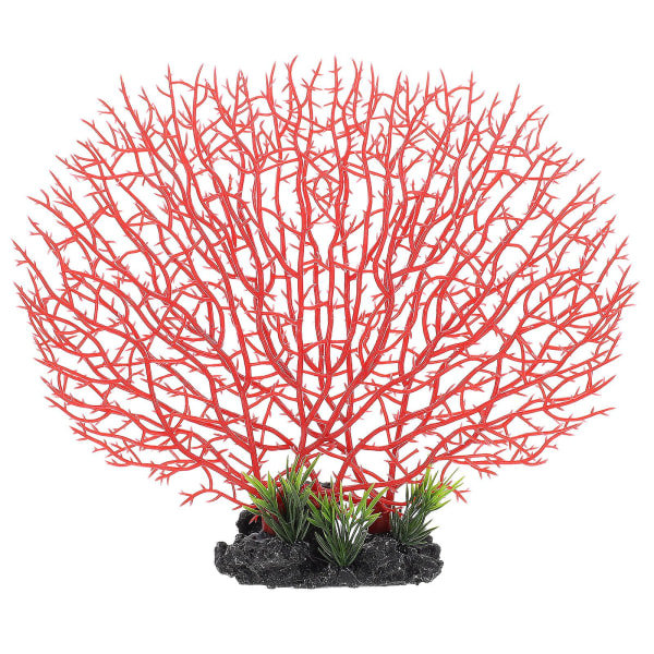 Kallrättsdekoration Sushitallrik konstgjord korallsimulering Blomdekoration (30X25X5CM, röd)