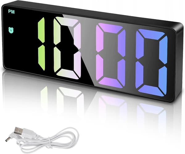 Digital väckarklocka med LCD-skärm och temperatursensor - USB-batteridriven multifunktionell - Lämplig för sovrum och kontor