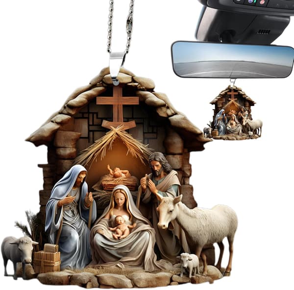 Julkrubbahänge, julgransdekoration | Julkrubba Julkrubba Ornament, 3D Akryl Julkrubba Julkrubba Ornament A