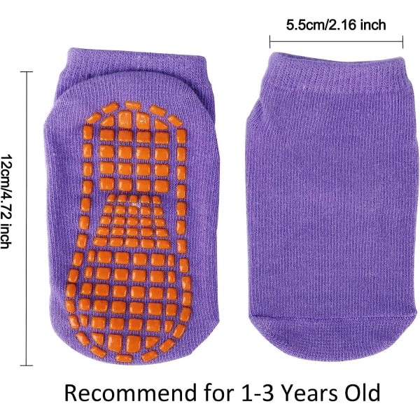 Ankelsokker, sklisikre sokker for barn, sklisikre gulvsokker for 1-3 år baby, gutter og jenter, 8 par