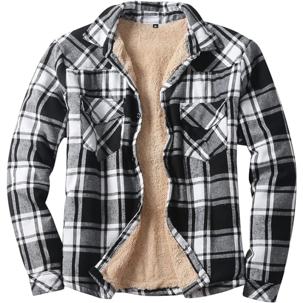 Rutig tröja för män med fleece – varm vinterjacka i Y2K-stil – collegejacka med knappstängning och flere fikor