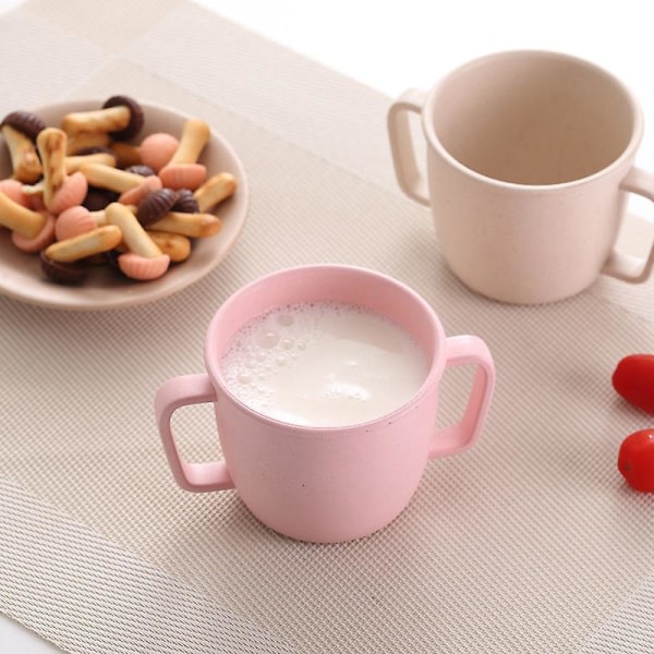 Jinyi to-hånds krus ensfarget drikkekopp melk kaffekopp bestikk for hjemmet, lett å bruke (1 stk, beige)