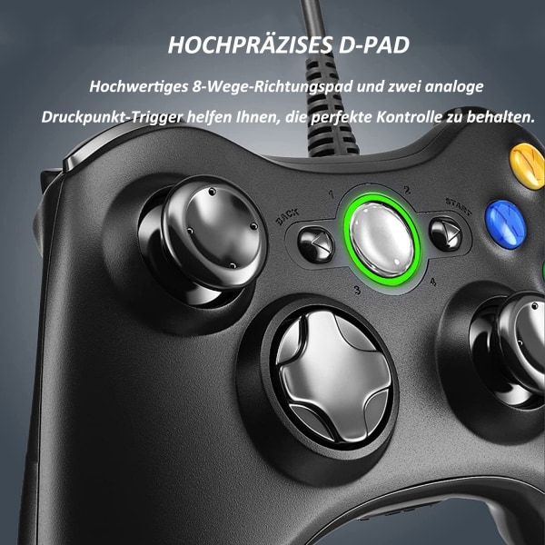 Gezimetie-controller til Xbox 360, Gamepad Joystick, Wired Gamepad