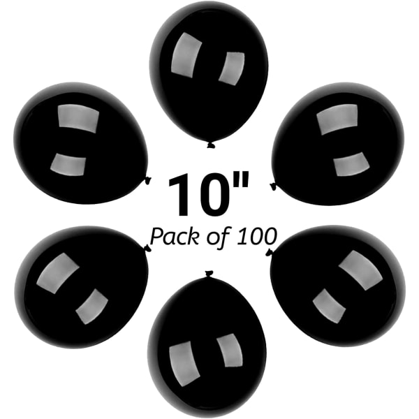 10-tommers svarte festballonger 100-pakning