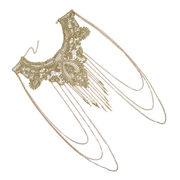 1 stk. Kropskvastkæde til kvinder, sexet halskæde, dekorative blondekædesmykker (48X38X0,5 cm, gyldent)