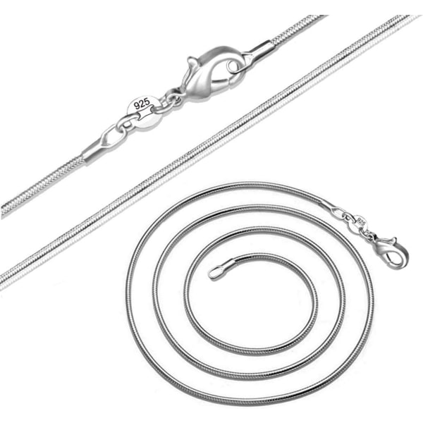 Fashion 925 Sterling Silver 1mm ormkedja halsband smycke kedja 24\" för män & kvinnor (30 tum)