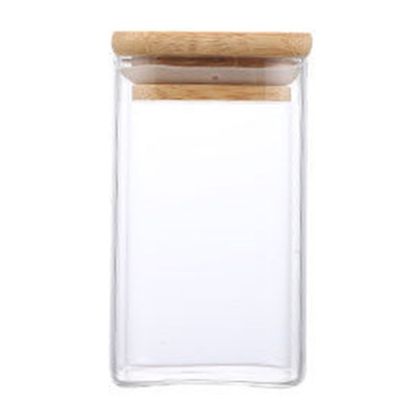 Fyrkantig förvaringsburk i klart glas med lock Fuktsäker te kaffebönor behållare för kök hem 100x150mm