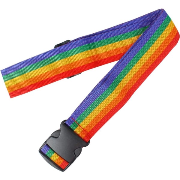 Bagagestropper Kuffertbælter Heavy Duty Justerbar Kuffertrem Rainbow Bright Colors Bælte med Quick Spænde (2-Pack)