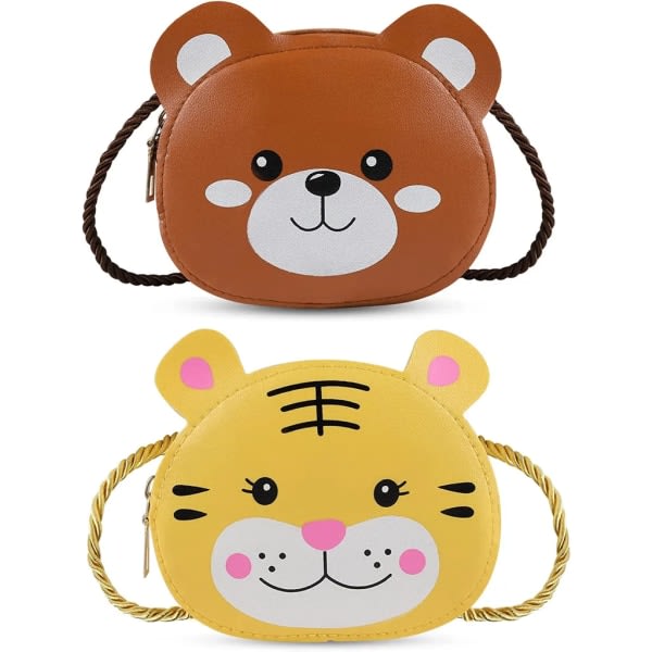 2st Messenger-väskor för flickor, liten axelväska, Princess Mini-väska, Kids Messenger-väska för flickor Handväska för barn, brun+gul