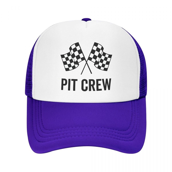 Mode Race Car Pit Crew Rutig cap För män Kvinnor Justerbar Racing Sport Trucker Hatt Sport Lila Purple Trucker hat