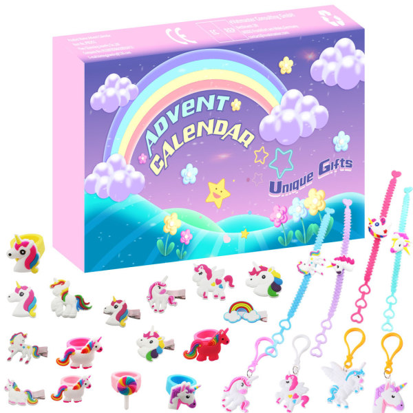 24-Day Christmas Countdown Treasure Box - Kids' Festive Unicorn Collection