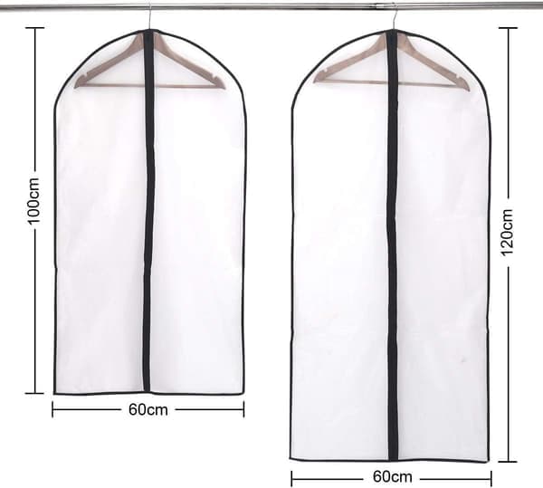 6-pack Klädväskor - Transparenta Andningsbara Förvaringspåsar för Kostymer, 120x60 & 100x60cm
