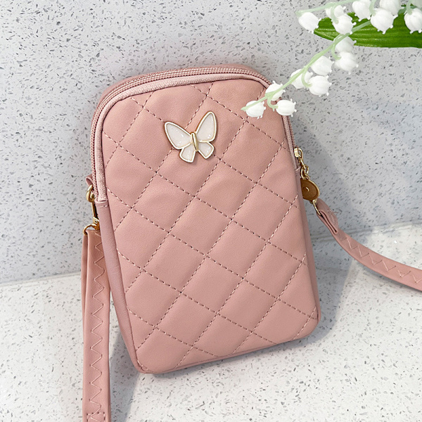 PU-nahkainen olkalaukku Kirjonta Matkapuhelinkotelot Pink