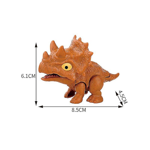 Mini-toimintahahmot Sormien puremat lelut Jurassic Dinosaur Park -reppu riipus Snap Squad T-rex Dino Bite Hand Lapset Pojat Lelut Brown Triceratops