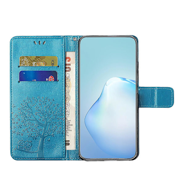 For Honor X6a 4g Owl Tree Tryckt PU-Läder Stativfodral Fullt Skyddande Omslag Blue