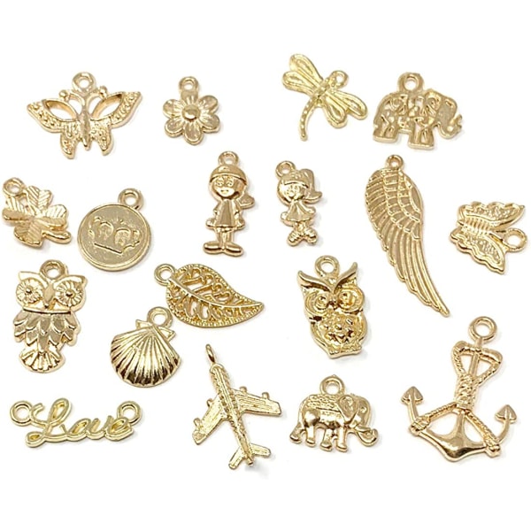 Grossistförsäljning Bulk 50 st blandade guldberlocker hängen DIY för halsband Armband Smycketillverkning och hantverk