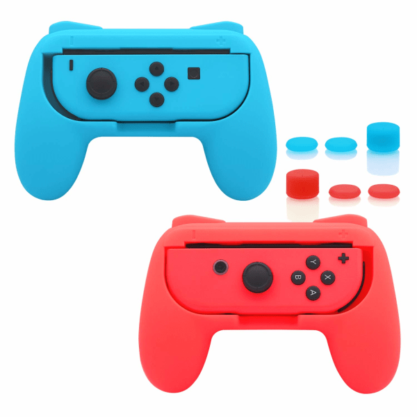 Grepp som är kompatibla med Nintendo Switch för Joy Con & OLED-modell för Joycon Red and Blue