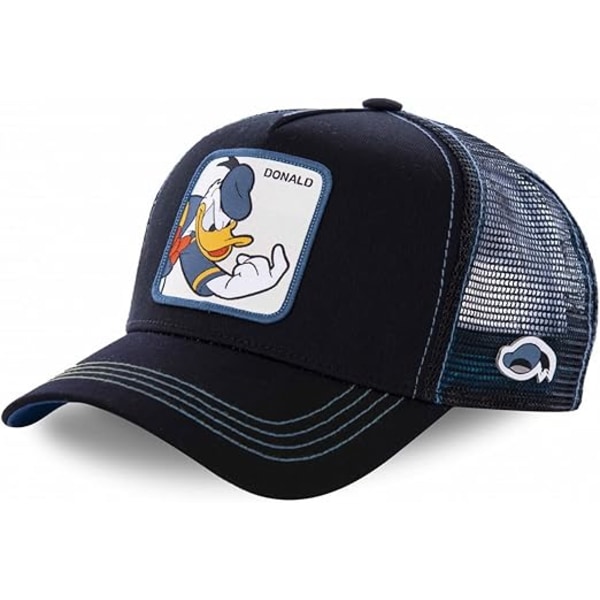 Tegneserie Mickey Donald Duck Snapback Bomuldshat til Mænd og Kvinder Hip Hop Net Hat Direkte Salg Donald Black