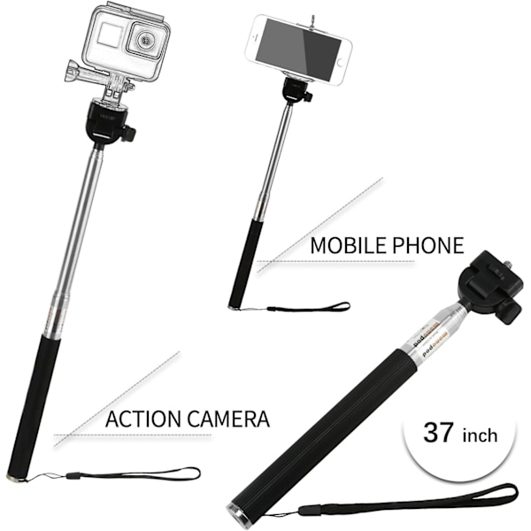 10-i-1 GoPro Tillbehörskit, Actionkameratillbehör för GoPro Hero 12 11 10 9 8 7 6 5 4 3+ 3 Hero Session 5 Black AKASO EK7000 Ape