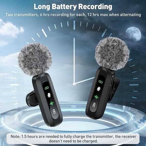 Trådløs Lavalier med LED-display – Mini Lavalier-mikrofon til iPhone/Android, perfekt til video, vlog, TikTok, YouTube