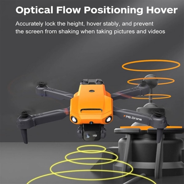 Batterier Drone Pro 4K HD Selfie-kamera WIFI FPV GPS Foldable RC Quadcopter Orange Orange