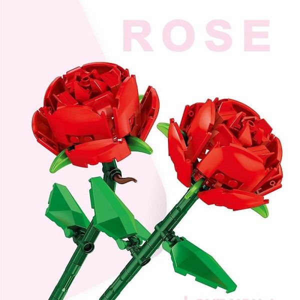 Unikt Mini Rose Byggeklosssett Romantisk Valentine Morsdag Kjærlighetsgaver Kreative byggelekesett for hjemmeinnredning Rosa pink
