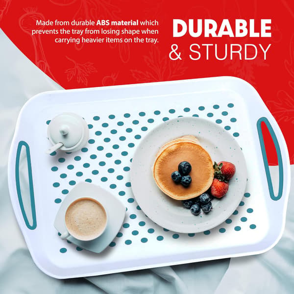 Non-slip serving tray, 2-pack lap tray with grip handles for breakfast in bed, cooking and dinner, dishwasher safe plastic tray, black
